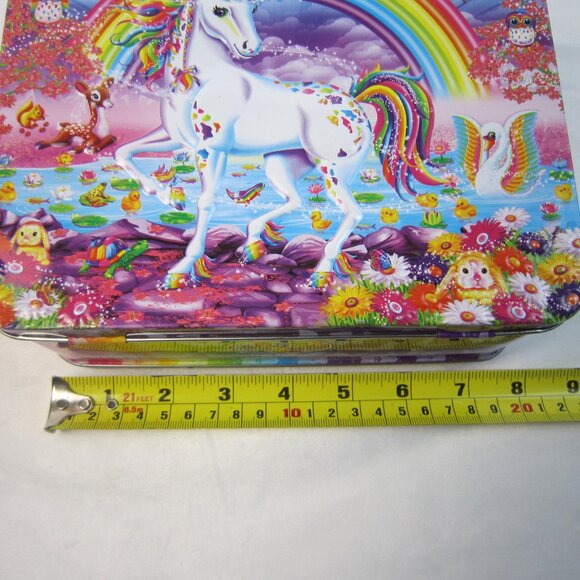 Lisa Frank Unicorn Rainbow Butterflies Metal Embossed Lunchbox Tin/Puzzle Box - Picture 8 of 9